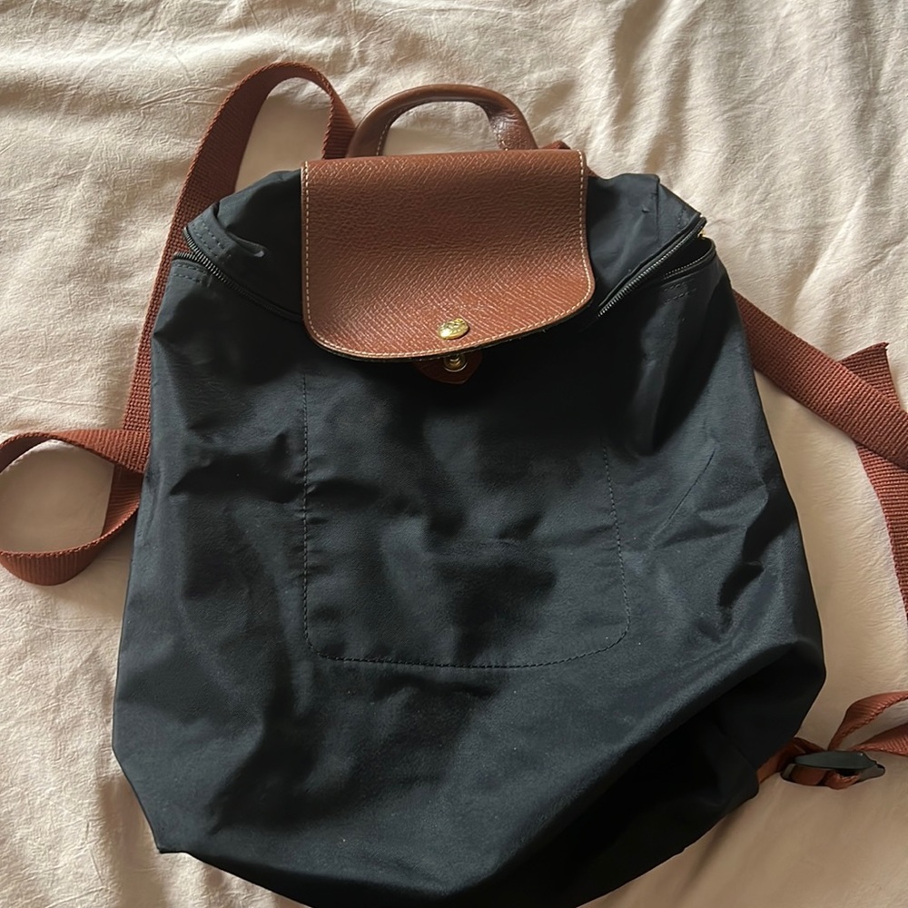 Black Longchamp Le Pliage Backpack